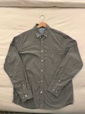 Banana Republic Men's Gray Raccoon Pattern Button-Down Shirt